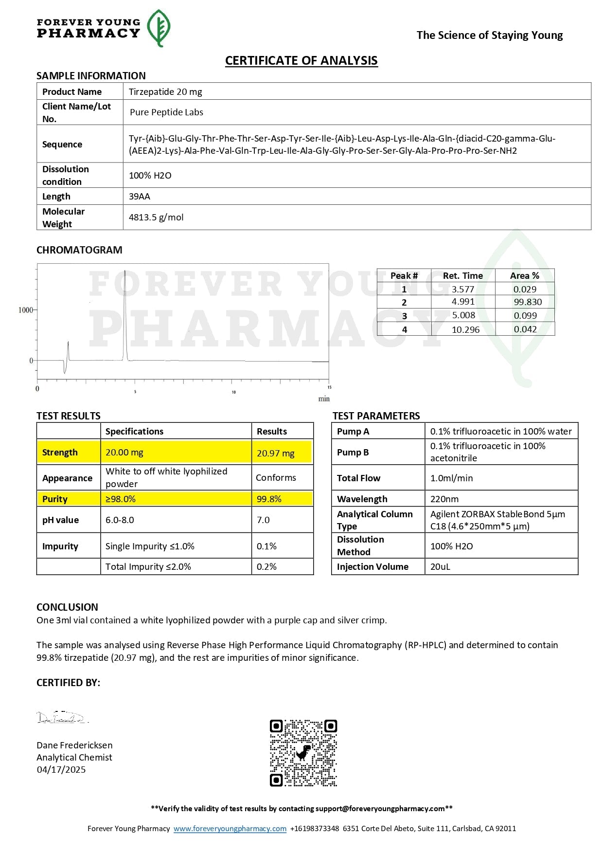 Tirzepatide (Research Purposes Only) - Pure Peptide Labs