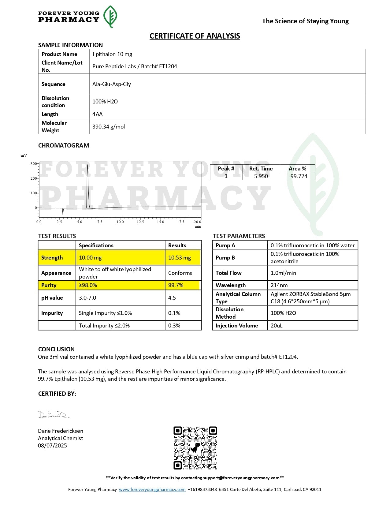 Epithalon - Pure Peptide Labs