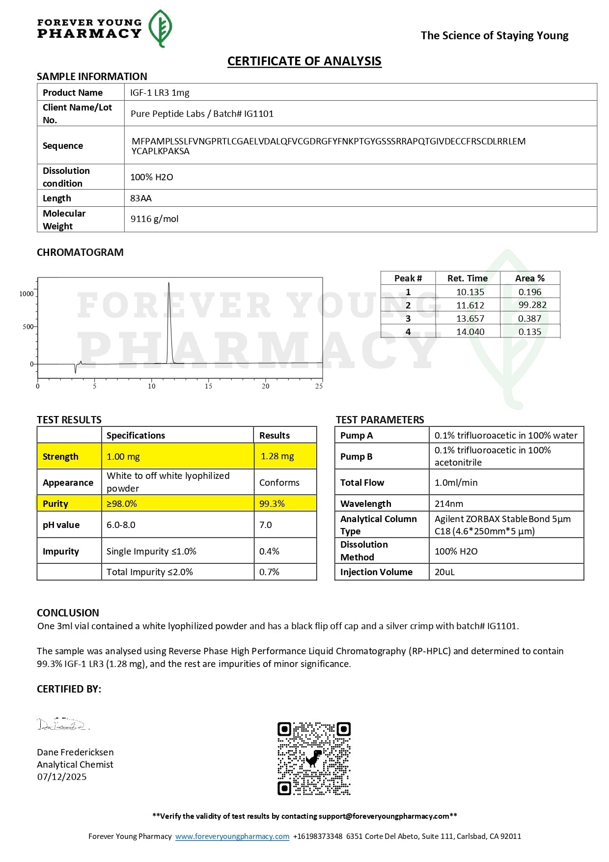 IGF - 1LR3 - Pure Peptide Labs