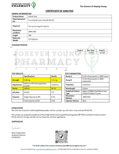 Selank - Pure Peptide Labs