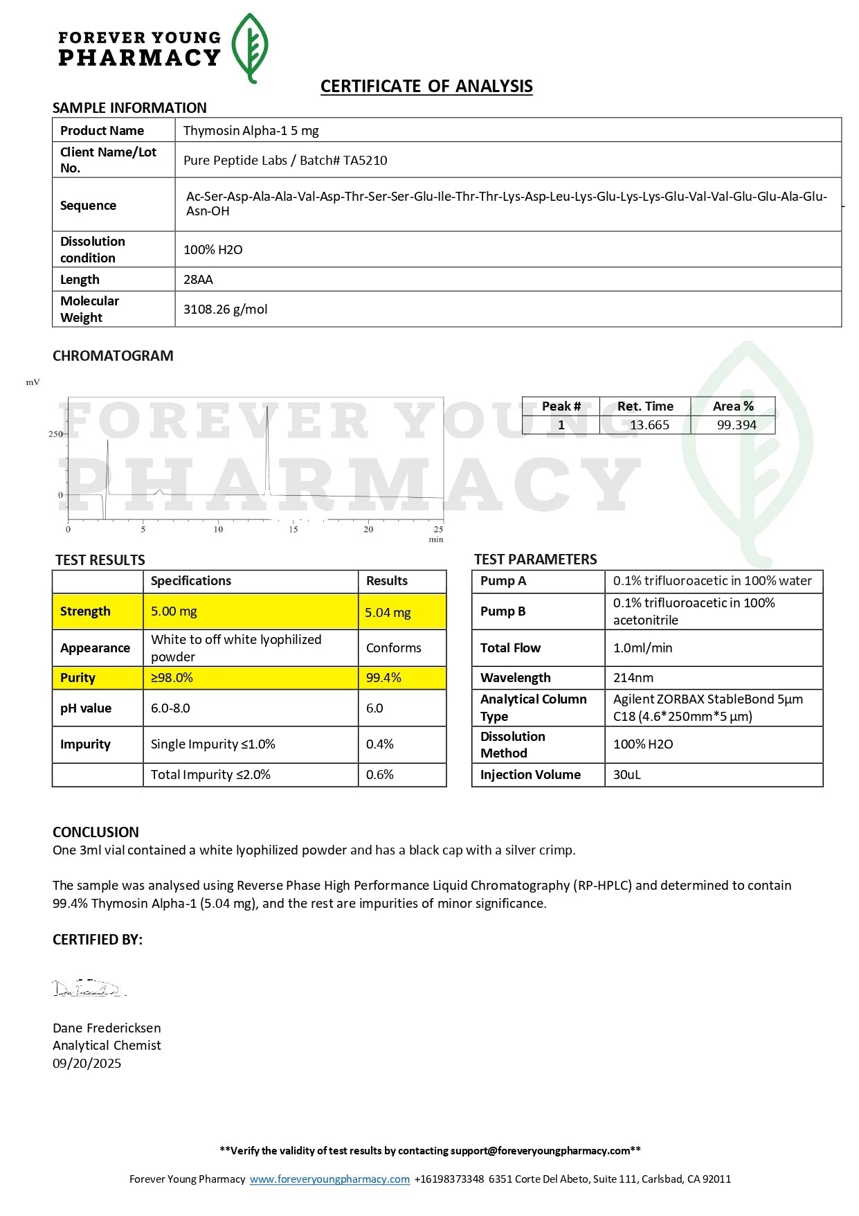 Thymosin - Alpha 1 - Pure Peptide Labs