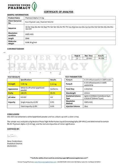 Thymosin - Alpha 1 - Pure Peptide Labs