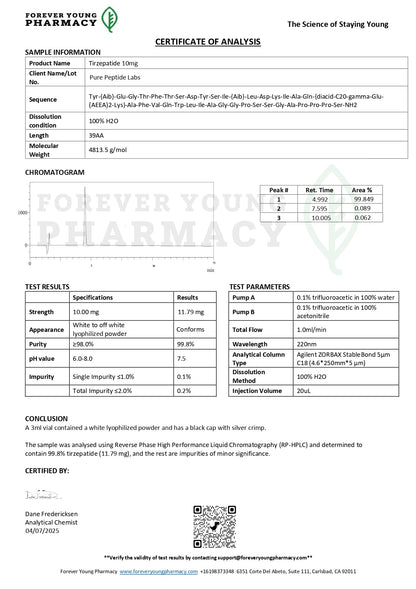 Tirzepatide 5mg, 10mg, 15mg, 20mg or 30mg - Pure Peptide Labs