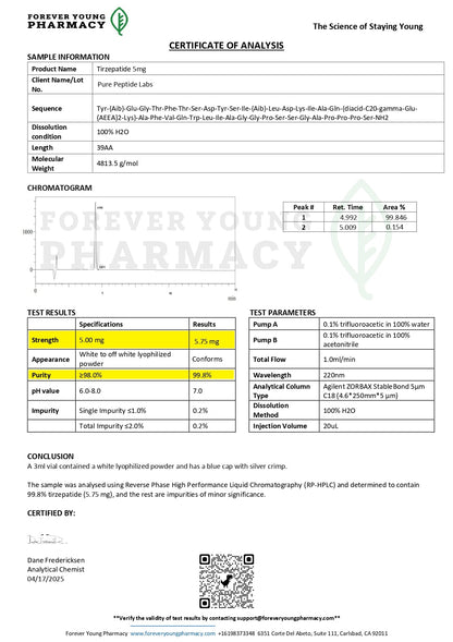 Tirzepatide (Research Purposes Only) - Pure Peptide Labs
