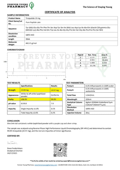 Tirzepatide (Research Purposes Only) - Pure Peptide Labs